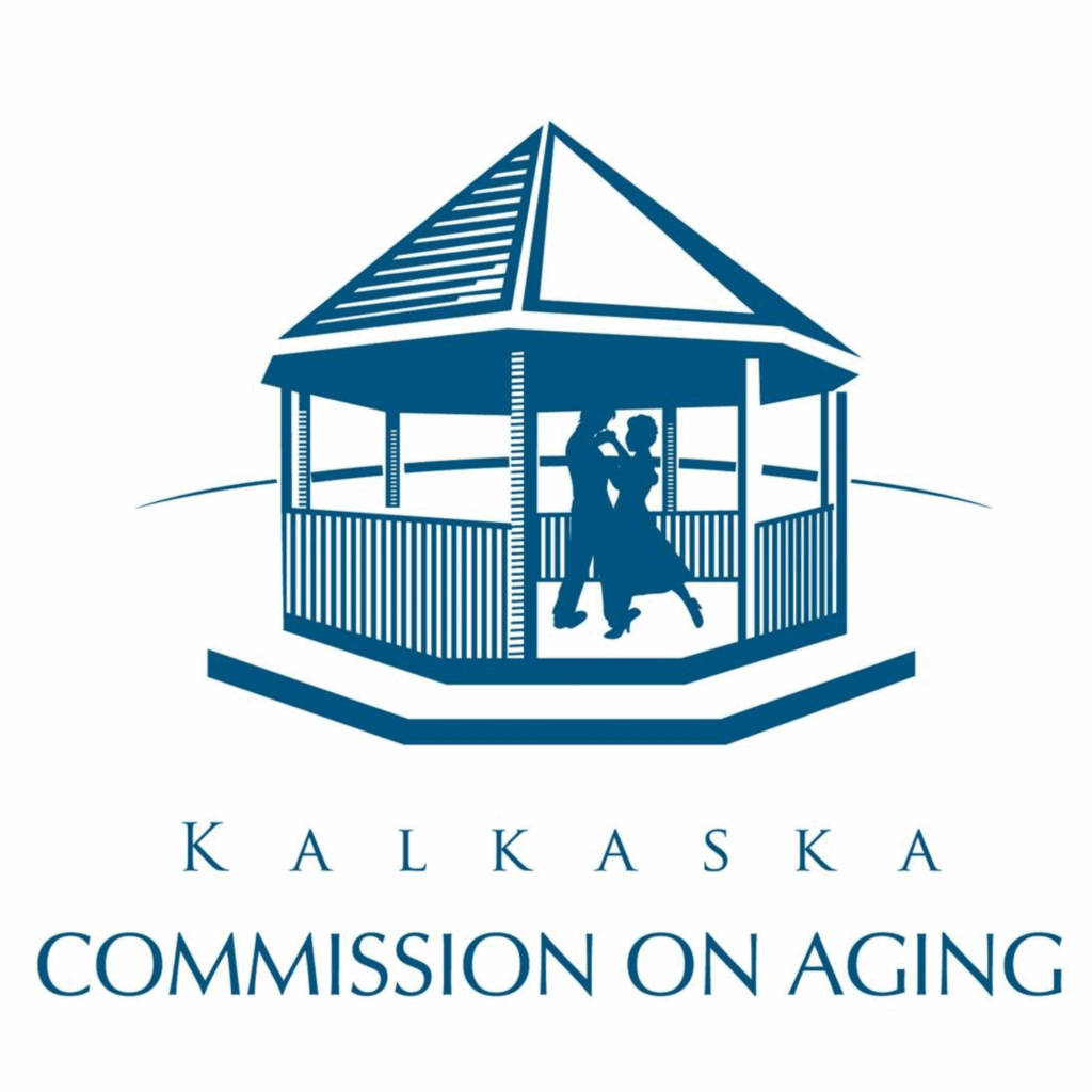 Kalkaska Commission on Aging logo with gazebo and dancing couple silhouette