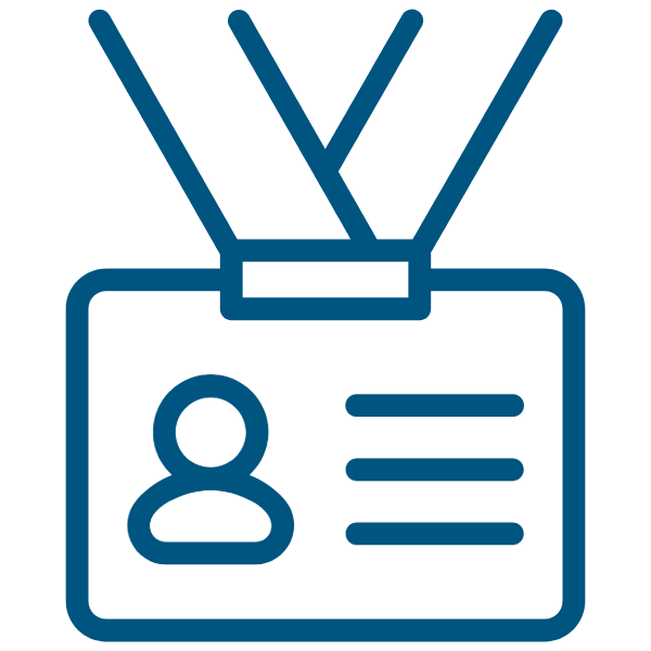 Employment postings icon showing an ID badge on a lanyard